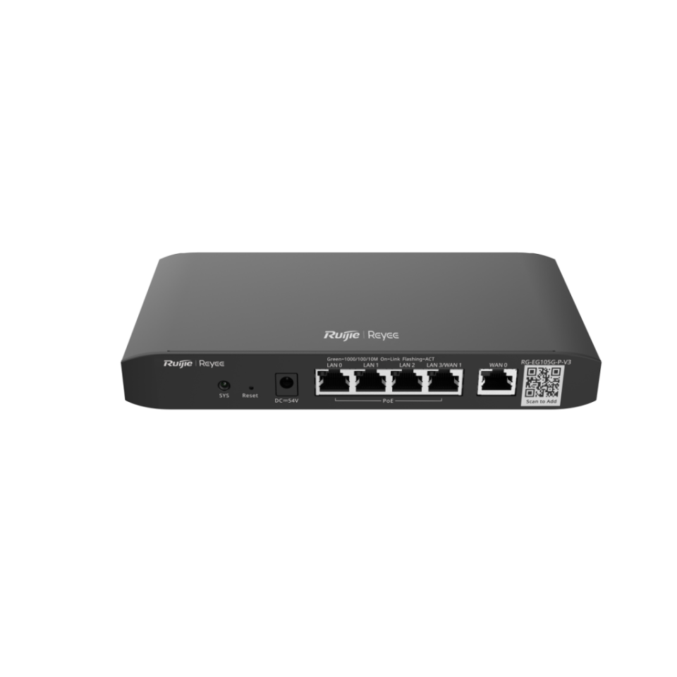 RUIJIE Reyee RG-EG105G-P-V3 5 Port Gigabit, Web  Yönetilebilir, 2 WANs, 100 Kullanıcı, 600 Mbps Router