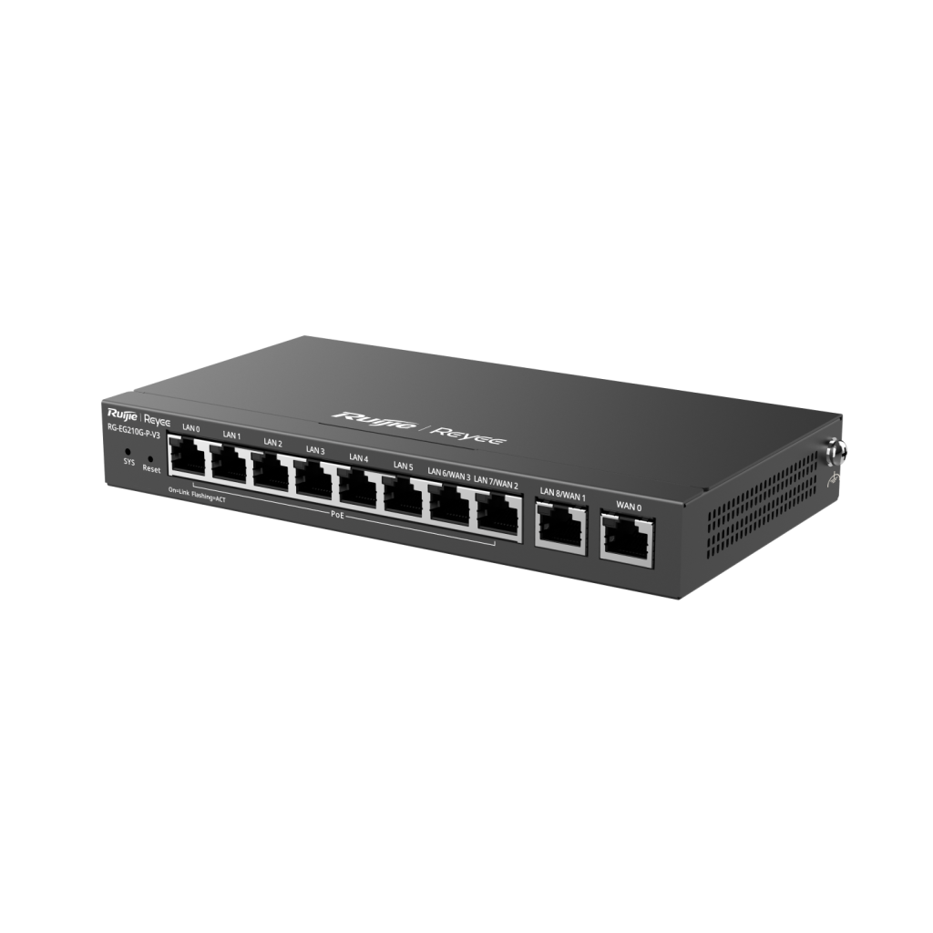 RUIJIE Reyee RG-EG210G-P-V3 10 Port Gigabit, Web  Yönetilebilir, 4 WANs, 200 Kullanıcı,