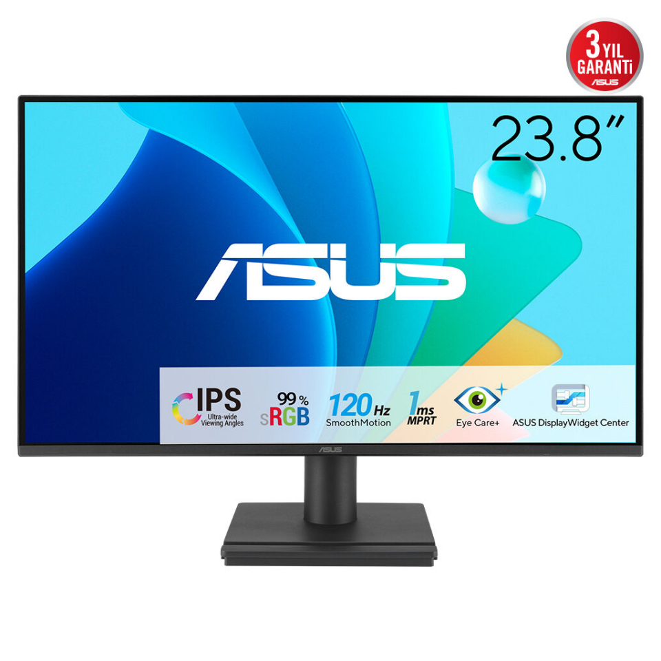 ASUS VA249HG 23,8" 1ms, 120Hz, Full HD, HDMI, VGA, IPS LED, Çerçevesiz Tasarım, Düşük Mavi Işık, FreeSync Kurumsal Monitör