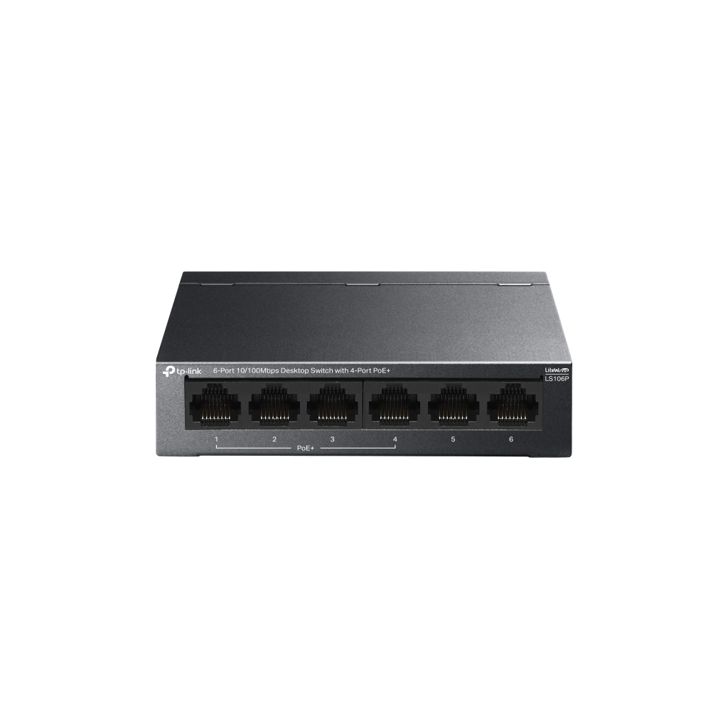 TP-LINK LS106P, Green Tech, 6 Port, MeggaBit, 4 Port PoE+ 65W, Metal Kasa, Yönetilemez, Masaüstü Switch