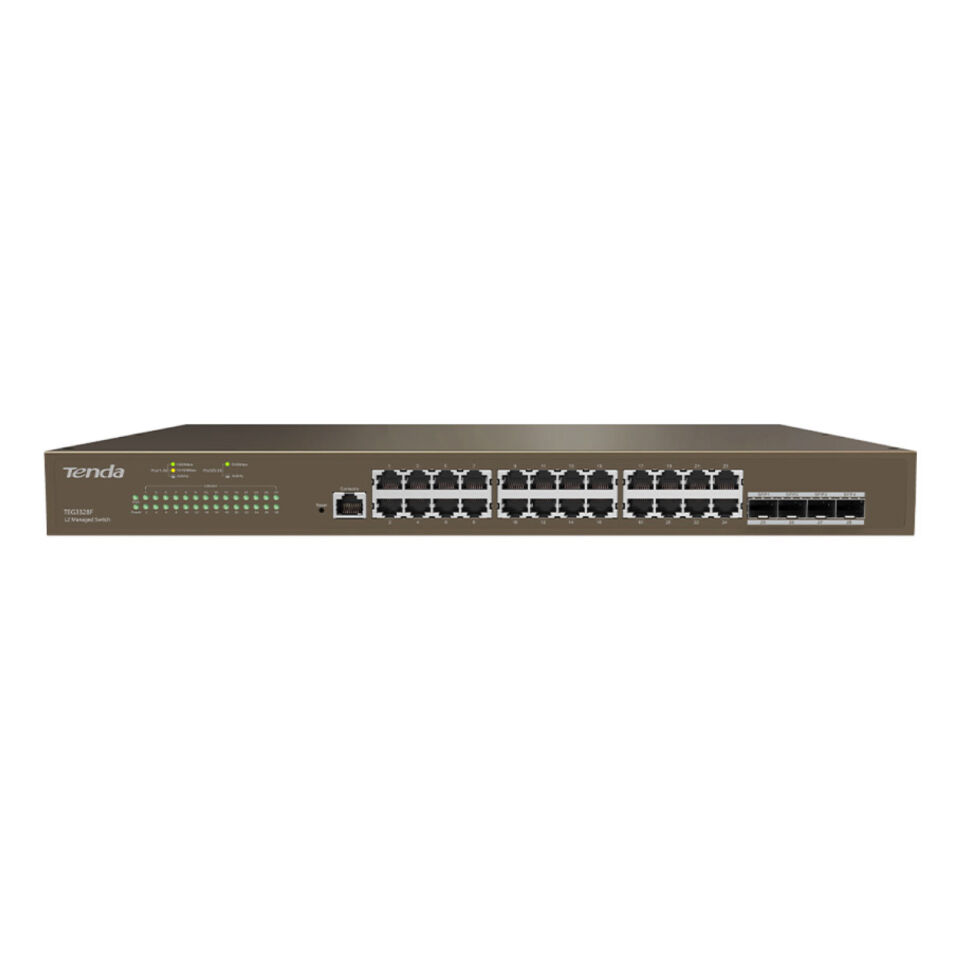 TENDA TEG3328F 28 PORT 10/100/1000 4 X SFP YONETILEBILIR RACK MOUNT SWITCH