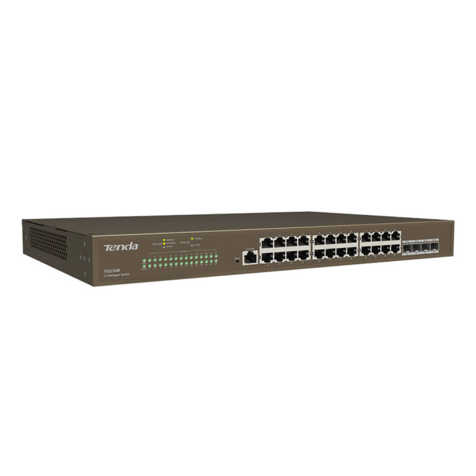 TENDA TEG3328F 28 PORT 10/100/1000 4 X SFP YONETILEBILIR RACK MOUNT SWITCH