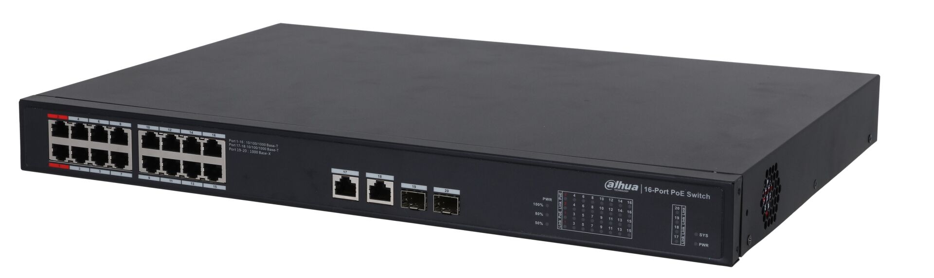 DAHUA PFS3220-16GT-240-V2 16 PORT 10/100/1000 POE (2GE UPLİNK + 2GE SFP COMBO) 240W SWİTCH