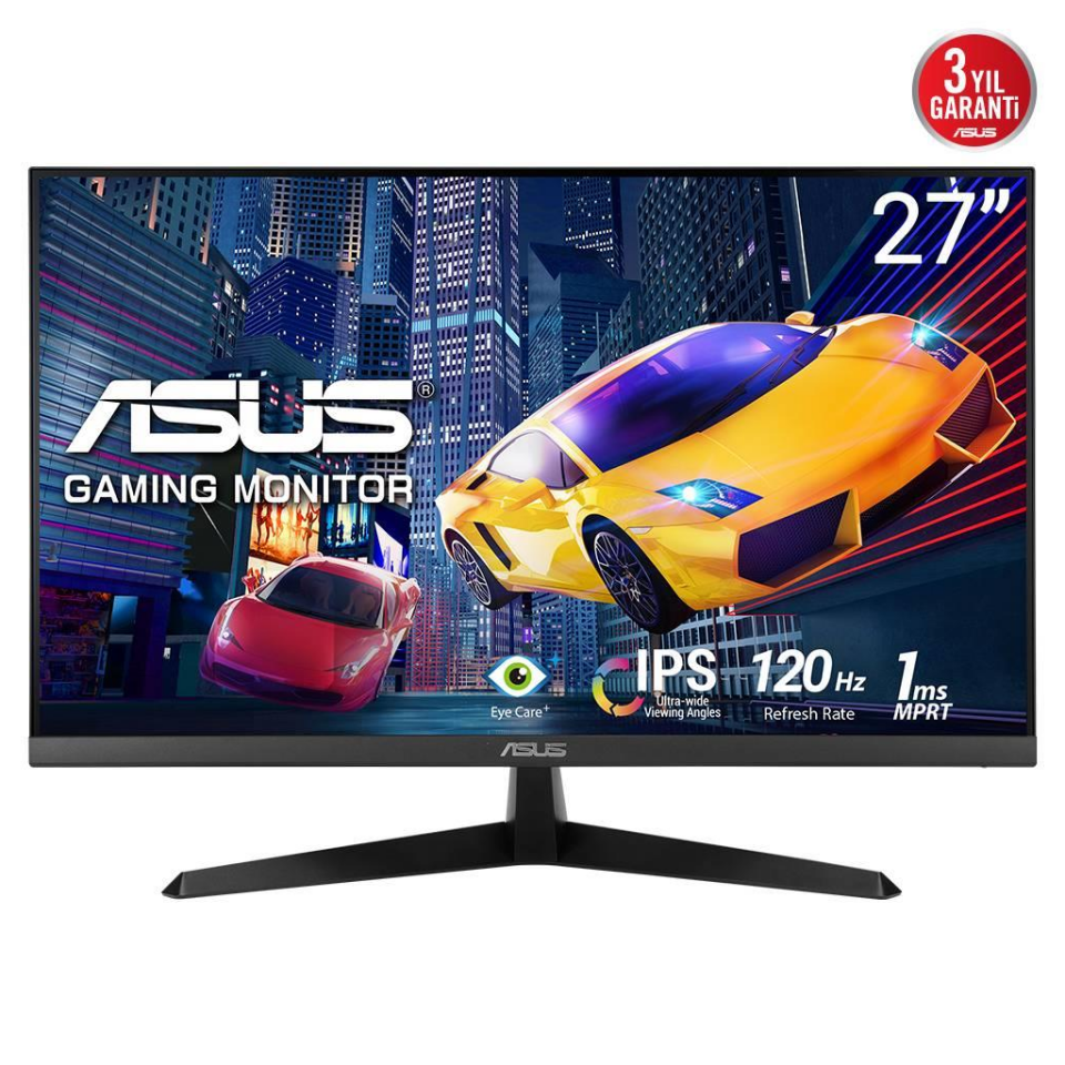 ASUS VY279HGR 27" 1ms, 120Hz, Full HD, HDMI, D-Sub, IPS LED, Anti Bakteriyel, Mavi Işık Filtresi, Eye Care, GAMING Monitör