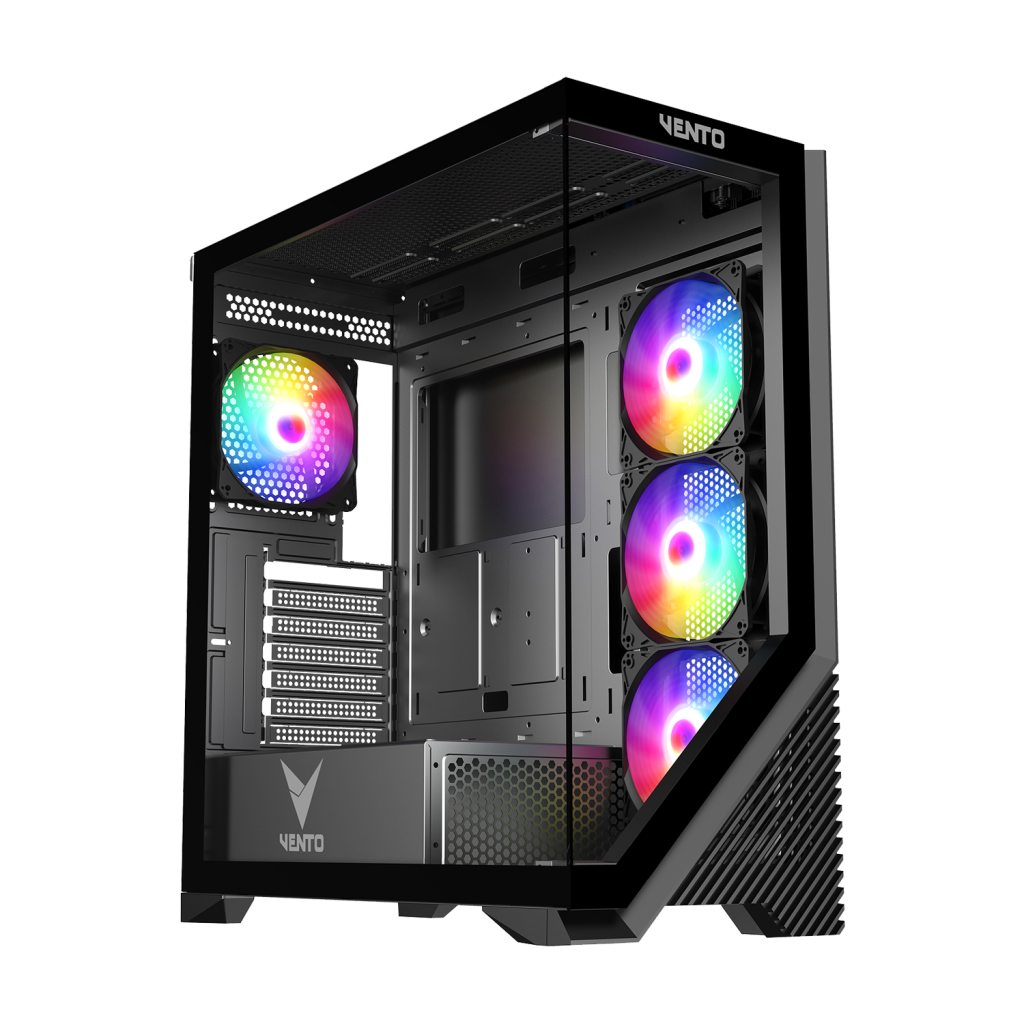 VENTO VG4202FL Mid Tower, 750W 80+ Siyah, Temperli Cam, RGB, ATX GAMING KASA