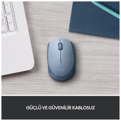 LOGITECH 910-006866, M171 BlueGrey, USB Nano 2,4G Kablosuz, 1000dpi, Optik, 3 Tuşlu, 12ay Pil Ömrü, Mouse