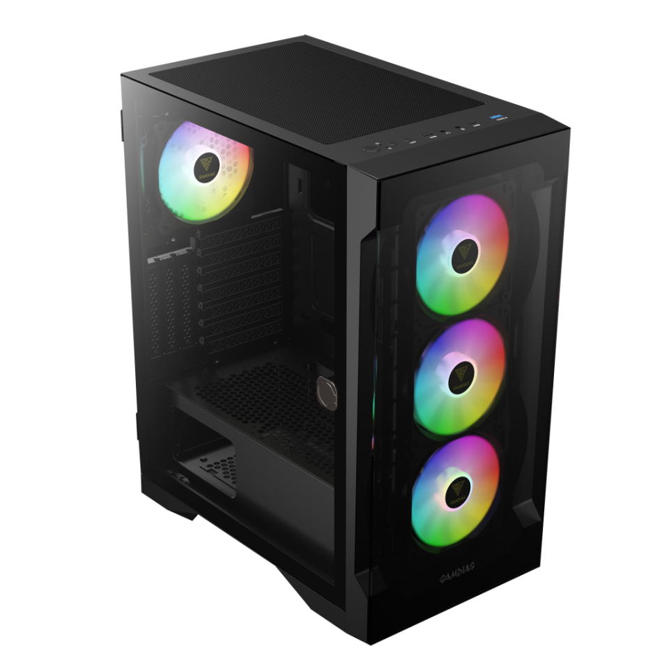 GAMDIAS TALOS E2 Elite, 850W, 80+ Bronze, Tempered Glass, ARGB, ATX GAMING KASA