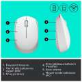 LOGITECH 910-006867, M171 White, USB Nano 2,4G Kablosuz, 1000dpi, Optik, 3 Tuşlu, 12ay Pil Ömrü, Mouse