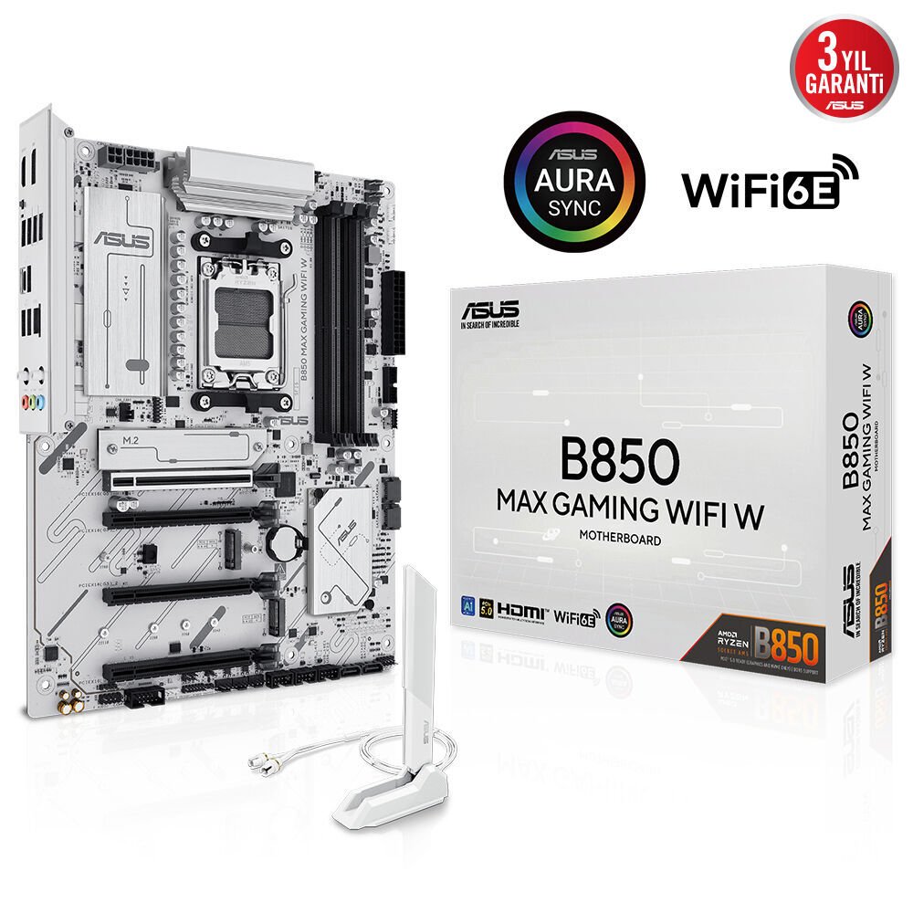 ASUS B850 MAX GAMING WIFI W 4xDDR5 HDMI+DP 3xM.2 AM5 ANAKART