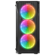 EVEREST X-RACER, Mesh, 600W, 4x12cm RGB Fan, Temperli Cam Yan Panel, ATX, GAMING KASA