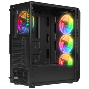 EVEREST X-RACER, Mesh, 600W, 4x12cm RGB Fan, Temperli Cam Yan Panel, ATX, GAMING KASA