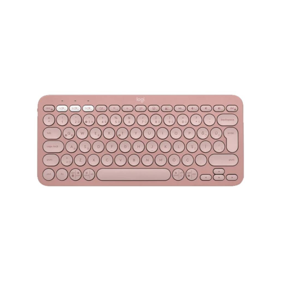 LOGITECH K380S, Pebble Keys 2,  Rose, 920-011861, Bluetooth, Türkçe, Q, Multimedya, Mini Klavye