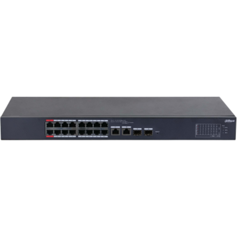 DAHUA CS4218-16ET-240, 16Port, Megabit, PoE 240W, 2 Port SFP Gigabit Combo, Cloud Yönetilebilir, Switch