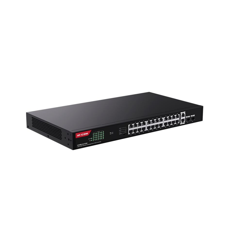 IP-COM IP-G1128P-24-410W 24 PORT POE 10/100/1000 2x GE + 2x SFP 410W YONETILEMEZ RACK MOUNT SWITCH