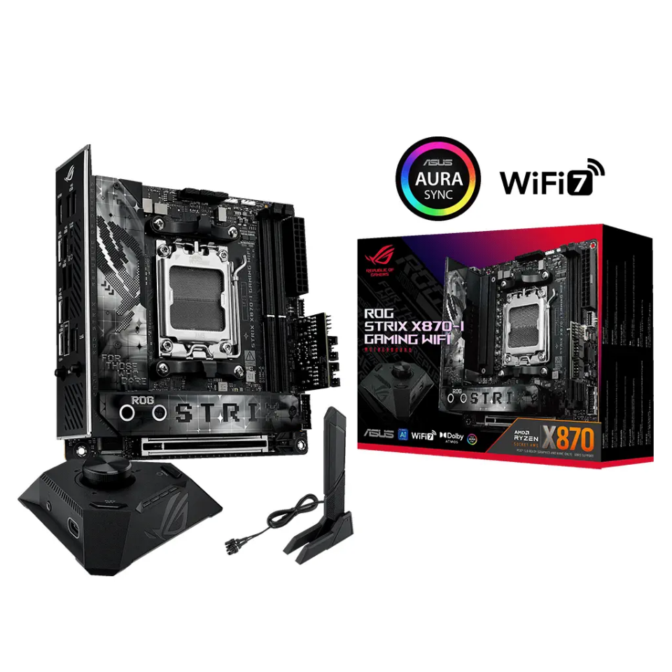 ASUS ROG STRIX X870-I GAMING WIFI, 2xDDR5, 2xM.2, HDMI, DP, Type-C, Wi-Fi 7, Bluetooth v5.4, Mini ITX, AM5 Soket GAMING Anakart