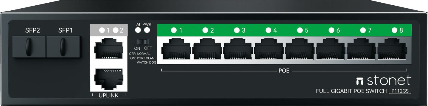 STONET P112GS 8GE POE+2GE UPLİNK+2SFP FULL GB ETHERNET POE SWİTCH