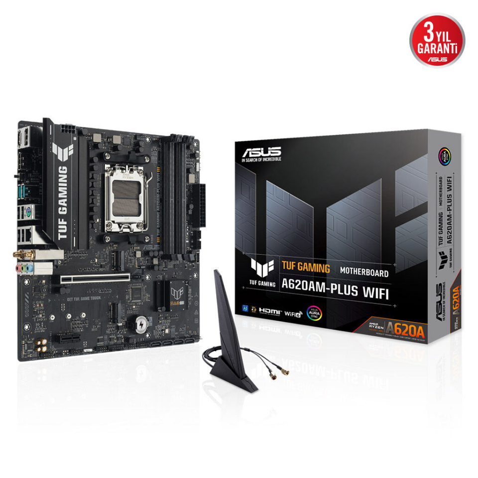 ASUS TUF GAMING A620AM-PLUS WIFI, 4xDDR5, 2x M.2, HDMI, 2xDP, Wi-Fi 6, Bluetooth v5.3, AM5 Soket GAMING Anakart