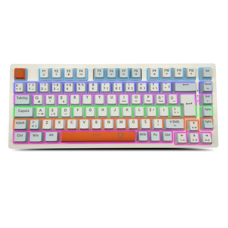 T-DAGGER T-TGK326WBO, MEGATRE, USB Kablolu, Türkçe Q,  Rainbow Backlight, Red Mekanik Switch, 82 Tuşlu, Gaming Klavye