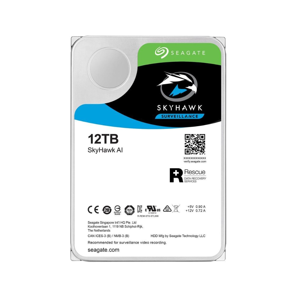 SEAGATE SKYHAWK AI, ST12000VE001, 3.5", 12TB, 256Mb, 7200Rpm, Güvenlik, HDD