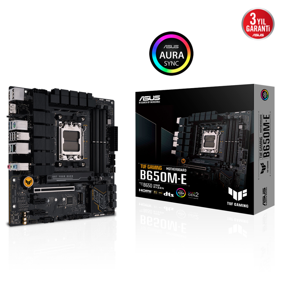 ASUS TUF GAMING B650M-E, 4xDDR5, 2x M.2, HDMI, 2xDP, Type-C, AM5 Soket GAMING Anakart