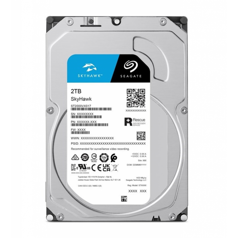 SEAGATE SKYHAWK, ST2000VX017, 3.5", 2TB, 256Mb, 5900Rpm, Güvenlik, HDD