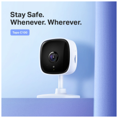 TP-LINK Tapo C100, Bebek/Ev Güvenlik Kamerası, WiFi, 1080P, 20Mt Gece Görüşü, Hareket algılama, Ses ve Işık Alarmı, İki Yönlü Ses