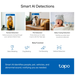 TP-LINK Tapo C220, 4,0Mpix, İç ve Dış Mekan, WiFi,  9Mt. Gece Görüşü, 360 Dönüş, İki Yönlü Ses Güvenlik Yapay Zeka Destekli Kamera