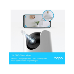 TP-LINK Tapo C225, 4,0Mpix, İç ve Dış Mekan, WiFi,  9Mt. Gece Görüşü, 360 Dönüş, Dikey ve Yatay Hareket, İki Yönlü Ses Güvenlik Yapay Zeka Destekli Kamera