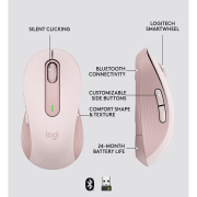 LOGITECH 910-006254, M650 Signature, Rose, Sağ El, USB Nano 2,4G Kablosuz, 4000dpi, Optik, 5 Tuşlu, 24ay Pil Ömrü, Sessiz Mouse