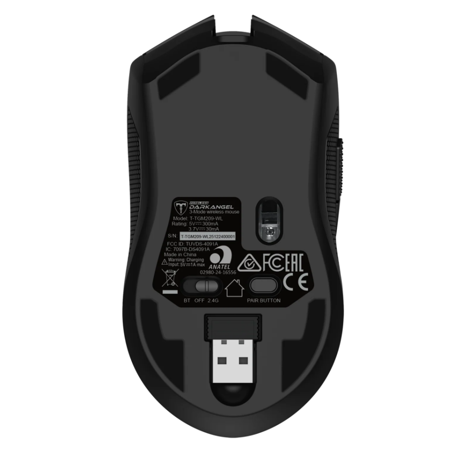 T-DAGGER T-TGM209-WL, Darkangel Wireless, Programlanabilir RGB Backlight, 8 Buton, USB Kablolu, WiFi 2.4Ghz, Bluetooth, 12.80DPI, Gaming Mouse