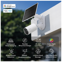 TP-LINK Tapo C410 KIT, 3,0Mpix, Dış Mekan, IP65, WiFi, 9Mt. Renkli Gece Görüşü, İki Yönlü Ses, Güneş Enerjili Güvenlik Kamerası Kiti