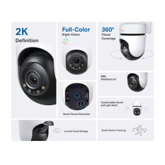 TP-LINK Tapo C510W, 2K QHD, Yatay Dikey Dış Mekan IP66, WiFi, Renkli Gece Görüşü, İki Yönlü Ses Güvenlik Kamerası