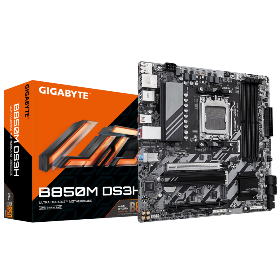 GIGABYTE B850M DS3H, 4xDDR5, 2xM.2, 2xDP, HDMI, Type-C, AM5 Soket GAMING Anakart