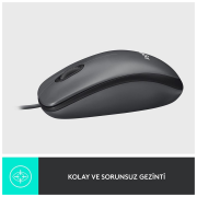 LOGITECH 910-006652, M100 Siyah, USB Kablolu, 1000dpi, Optik, 3 Tuşlu, Mouse