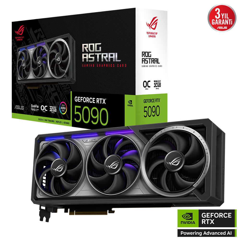 ASUS ROG-ASTRAL-RTX5090-O32G-GAMING 32GB Geforce RTX5090 GDDR7 512bit 2xHDMI 3xDP 16x Ekran Kartı (ARGB)