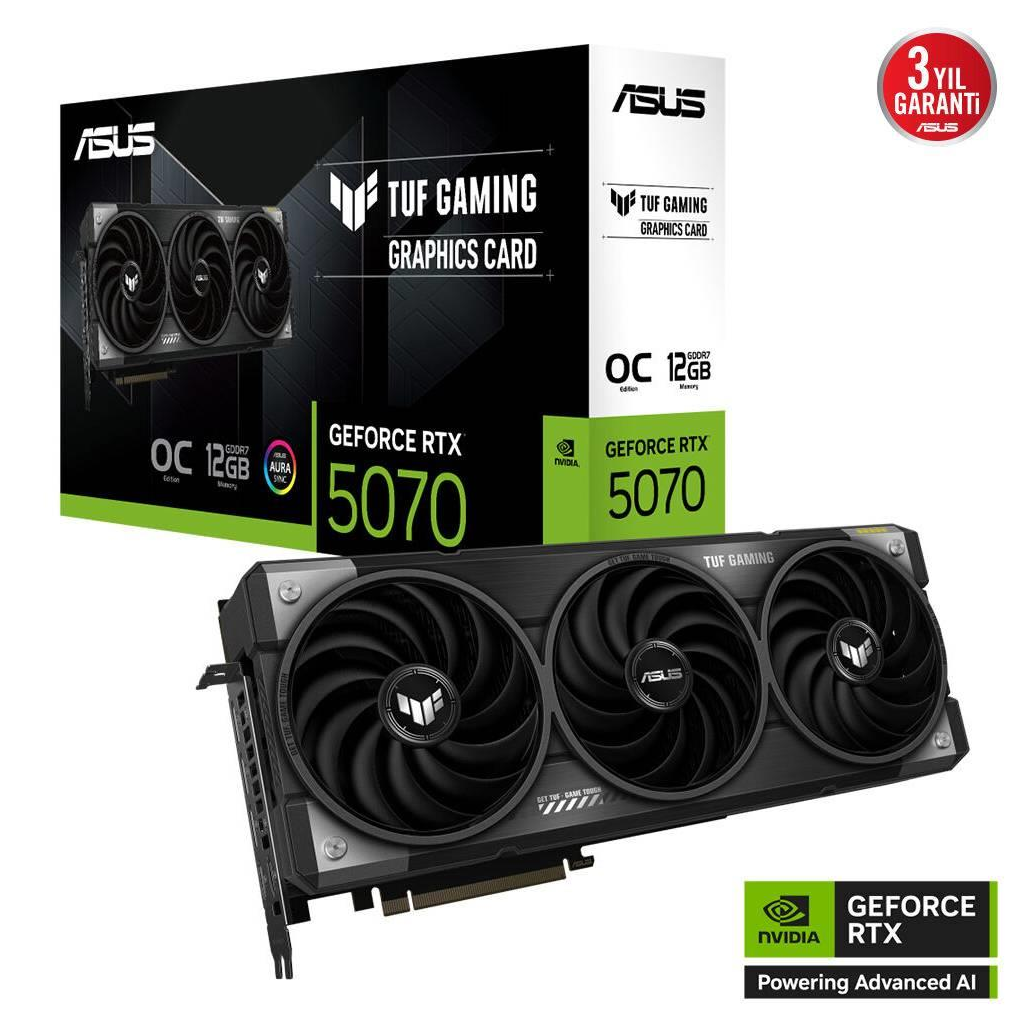ASUS TUF-RTX5070-O12G-GAMING, 12Gb, 192Bit, GDDR7, 2xHDMI, 3xDP GAMING Ekran Kartı