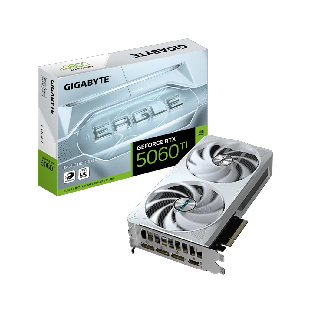 GIGABYTE GV-N506TEAGLE OC ICE-16GD, RTX5060TI, EAGLE OC ICE, 16Gb, GDDR7, 128BIT, 2 Fanlı, 1xHDMI, 3xDP, GAMING Ekran KARTI