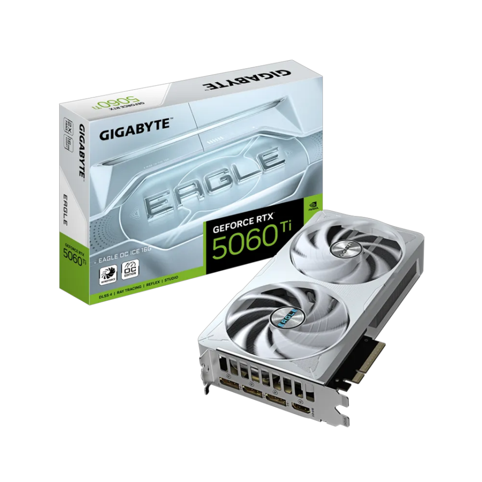 GIGABYTE GV-N506TEAGLE OC ICE-16GD, RTX5060TI, EAGLE OC ICE, 16Gb, GDDR7, 128BIT, 2 Fanlı, 1xHDMI, 3xDP, GAMING Ekran KARTI