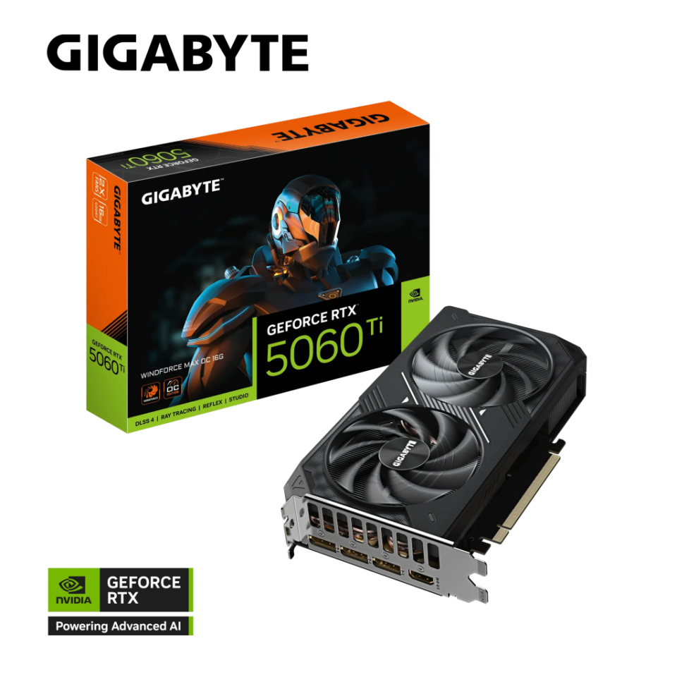 GIGABYTE GV-N506TWF2MAX OC-16GD, RTX5060TI, WINDFORCE MAX OC, 16Gb, GDDR7, 128BIT, 2 Fanlı, 1xHDMI, 3xDP, GAMING Ekran KARTI