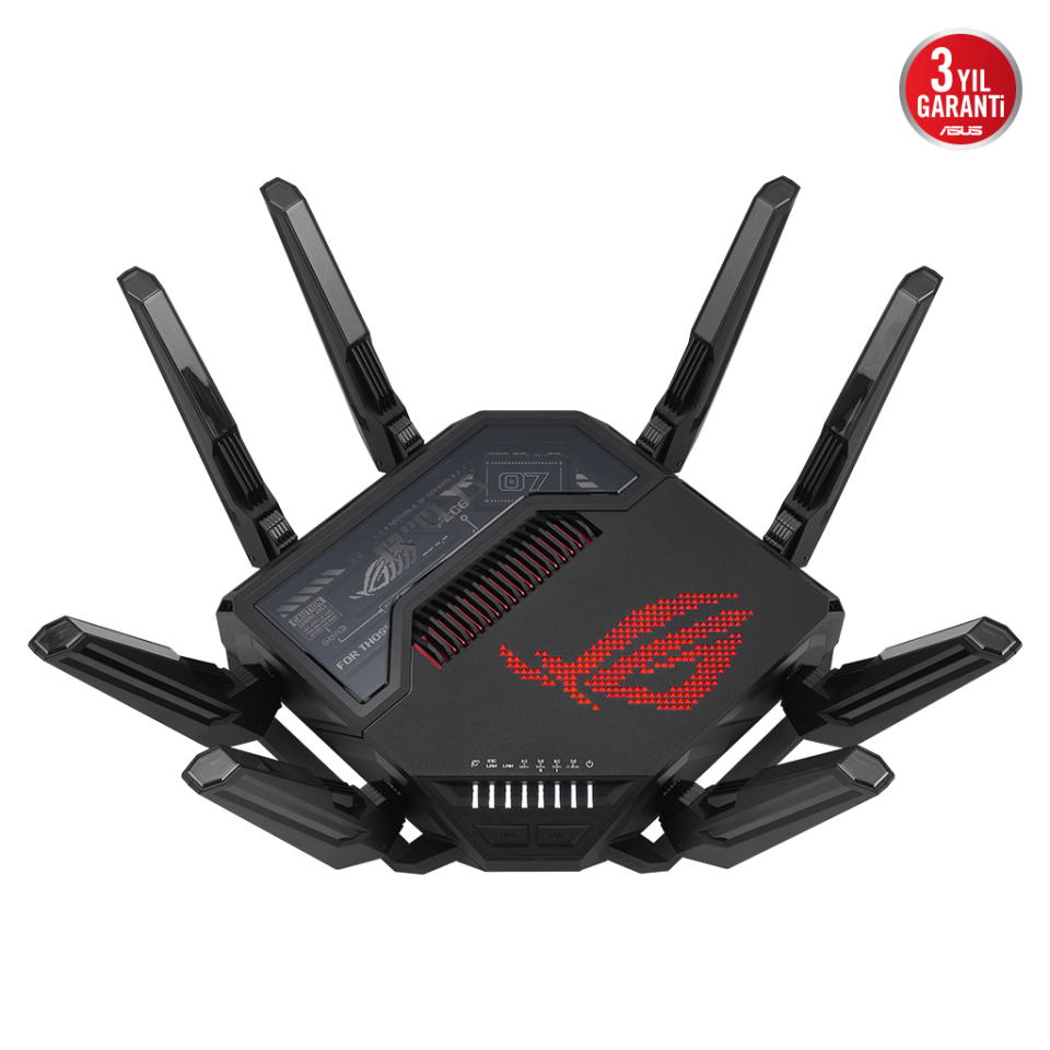 ASUS ROG Rapture GT-BE98, BE25000, 24400Mbps, 8xAnten, Four Band, WİFİ 7, AiMesh, AiProtection Pro, GAMING Extendable Router