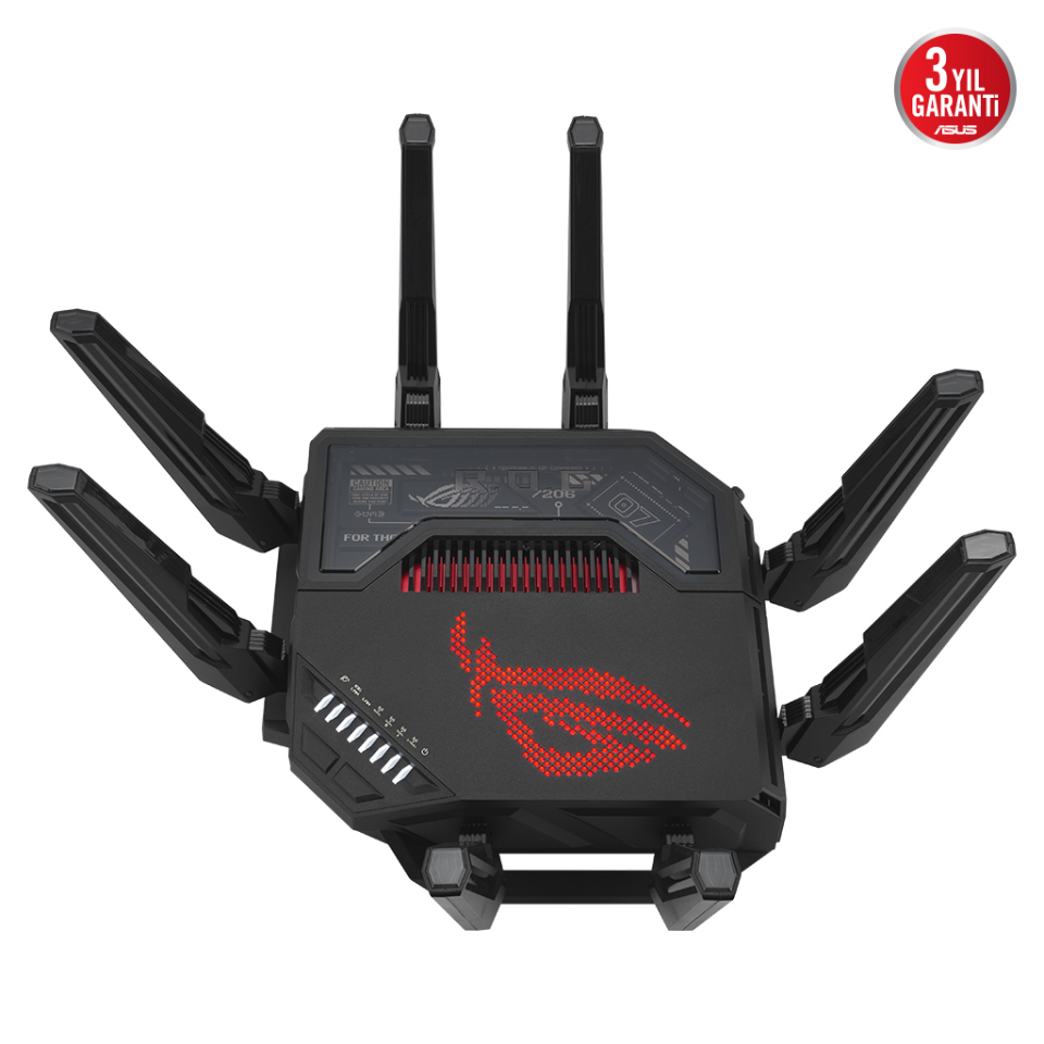 ASUS ROG Rapture GT-BE98, BE25000, 24400Mbps, 8xAnten, Four Band, WİFİ 7, AiMesh, AiProtection Pro, GAMING Extendable Router