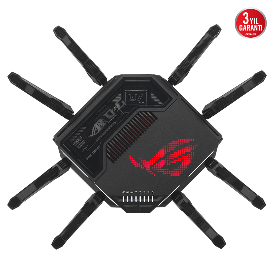 ASUS ROG Rapture GT-BE98, BE25000, 24400Mbps, 8xAnten, Four Band, WİFİ 7, AiMesh, AiProtection Pro, GAMING Extendable Router