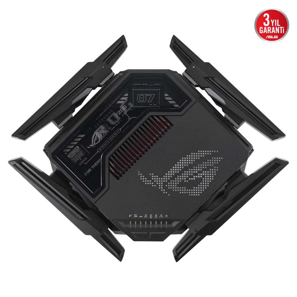 ASUS ROG Rapture GT-BE98, BE25000, 24400Mbps, 8xAnten, Four Band, WİFİ 7, AiMesh, AiProtection Pro, GAMING Extendable Router