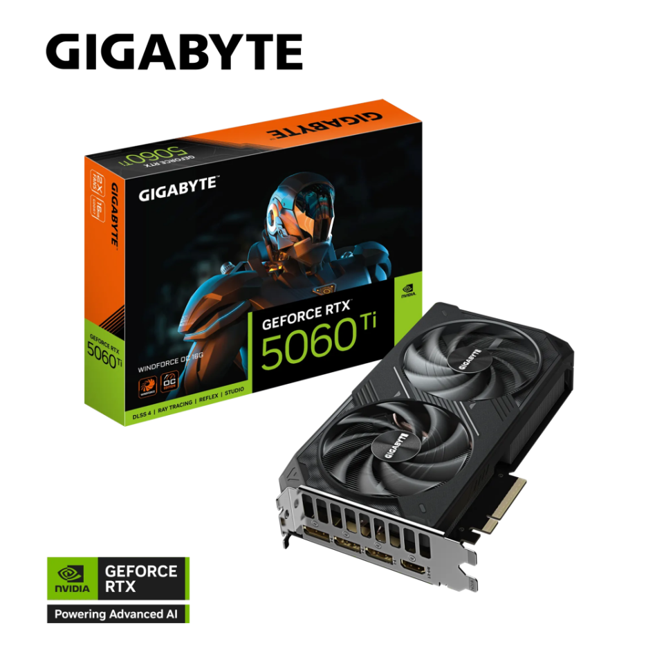 GIGABYTE GV-N506TWF2OC-16GD, RTX5060TI, WINDFORCE OC, 16Gb, GDDR7, 128BIT, 2 Fanlı, 1xHDMI, 3xDP, GAMING Ekran KARTI