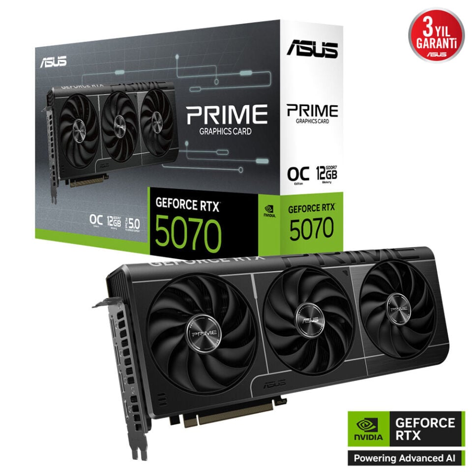 ASUS PRIME-RTX5070-O12G 12GB Geforce RTX5070 GDDR7 192bit HDMI 3xDP 16x Ekran Kartı