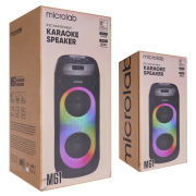 MICROLAB M61, 80W, Taşınabilir, BT/USB/AUX/TF/TWS, RGB Işıklı, 2400mAh Batarya, 2adet VHF Mikrofon, Karaoke/Parti, Bluetooth Speaker,