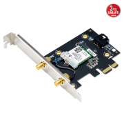ASUS PCE-BE6500, BE6500, 2xAnten, 6500Mbps, Tri-Bant, 6GHz WİFİ 7, Bluetooth v5.4, WPA3, PCI-Express x1, PCIe Adapter