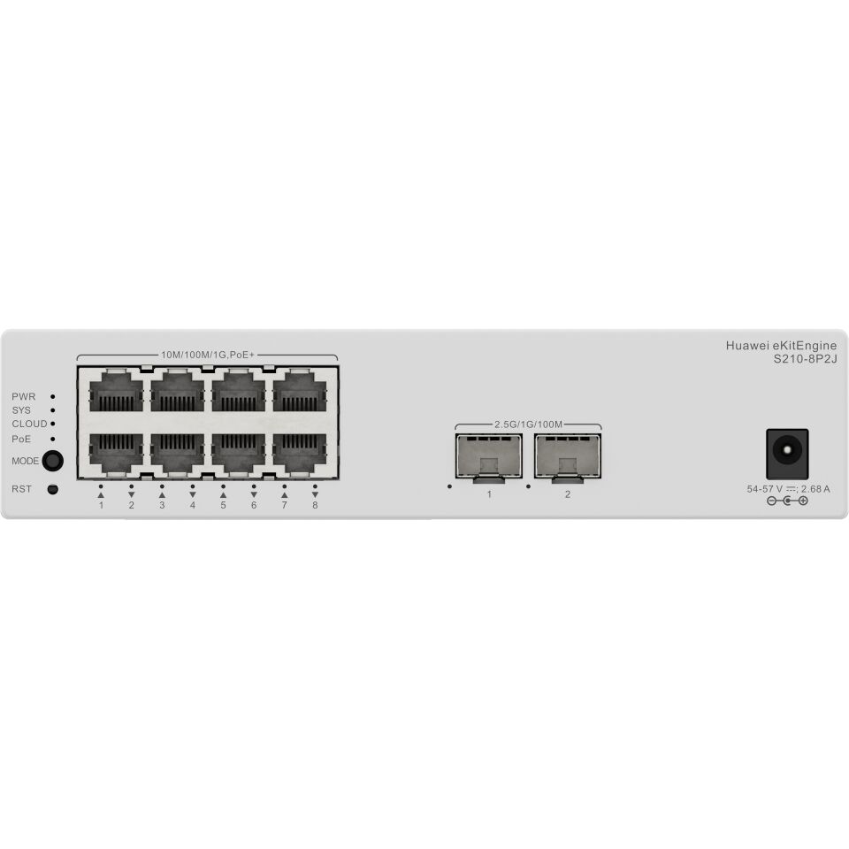 HUAWEI eKIT S210-8P2J 8 PORT 10/100/1000 8 PORT POE 2 X 2.5GE SFP 128W L2 CLOUDE YÖNETİLEBİLİR RACK MOUNT SWITCH