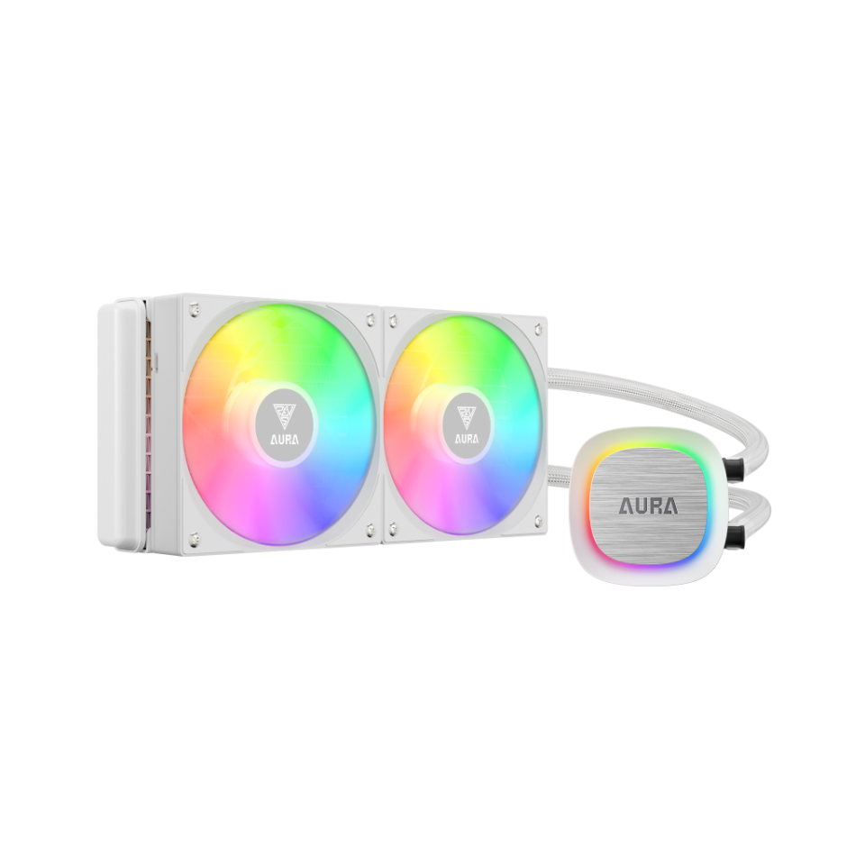 GAMDIAS AURA GL240 V2 WH, White Edition, 240mm,  RGB, 2 Fanlı,CPU Sıvı Soğutma