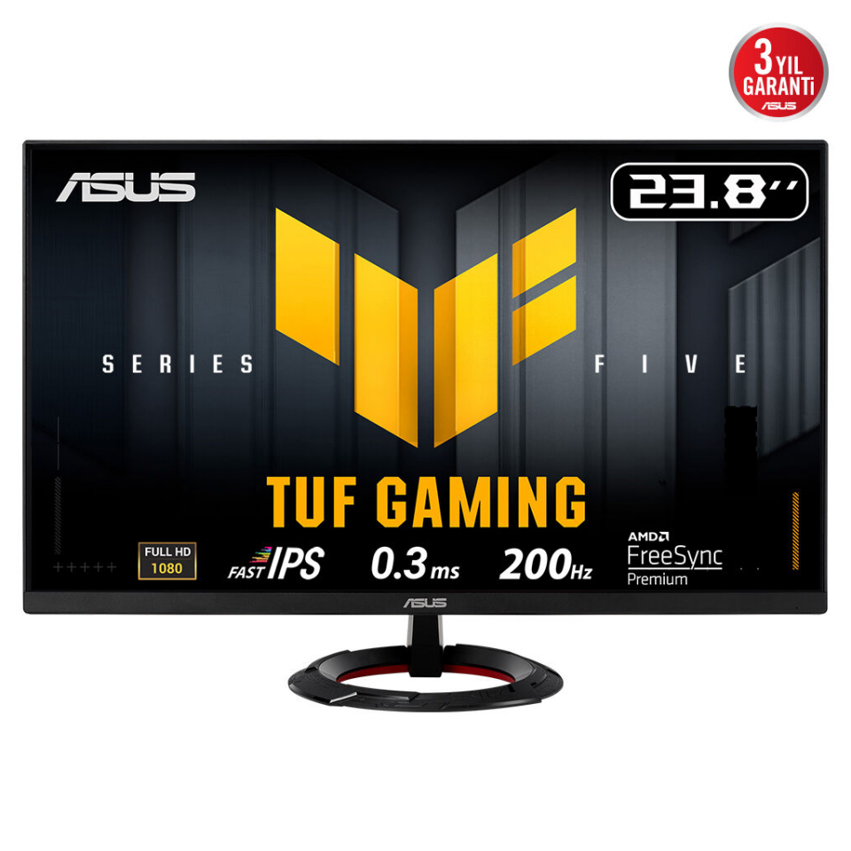 ASUS TUF GAMING VG249Q5R 23,8" 0.3ms, 200Hz, Full HD, DP, 2xHDMI, Hoparlör, Fast IPS LED, ELMB Sync Premium, GAMING Monitör